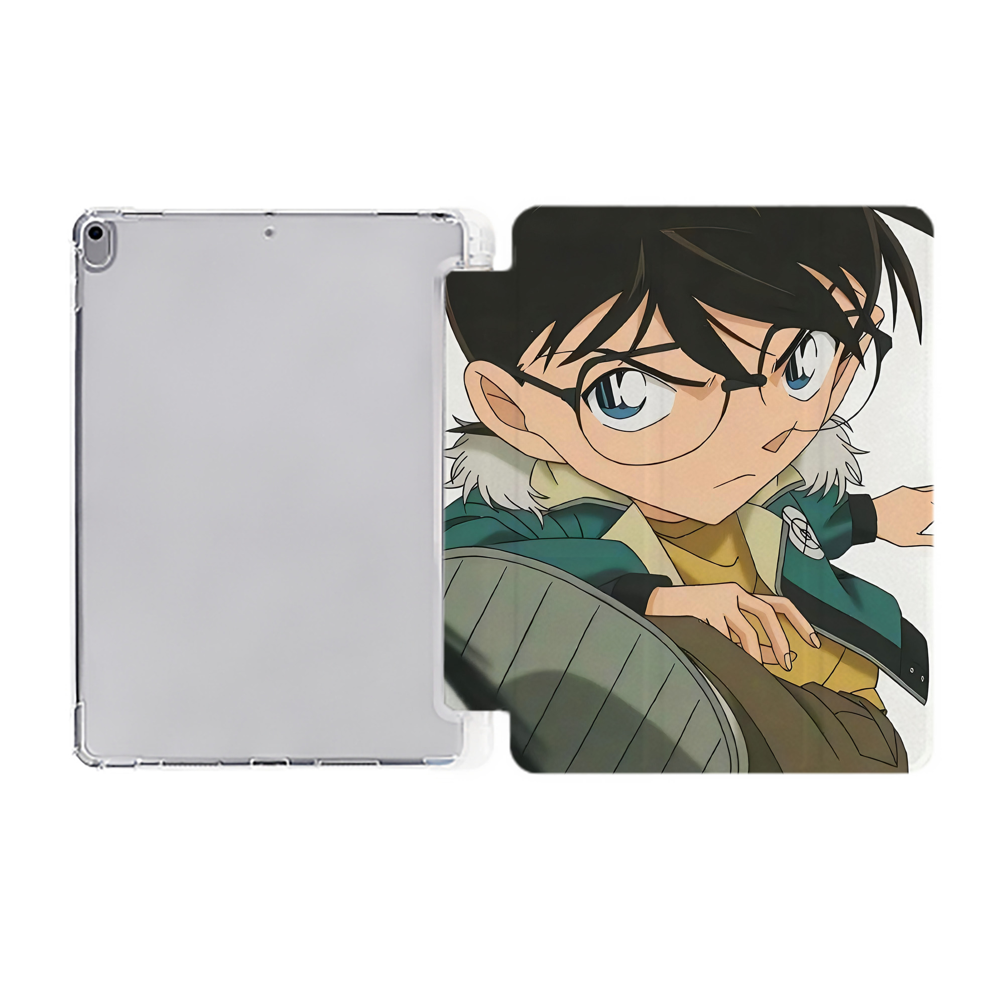 （画像用） 名探偵コナン Detective Conan IPad ケース ペン収納付き 三つ折りスタンド PUレザー×シリコン 対応機種9.5/10.5/10.9インチ